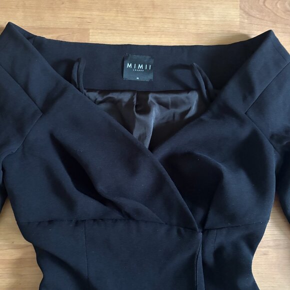 MIMII London Off Shoulder Black Blazer Dress Sz. XS - Picture 2 of 5